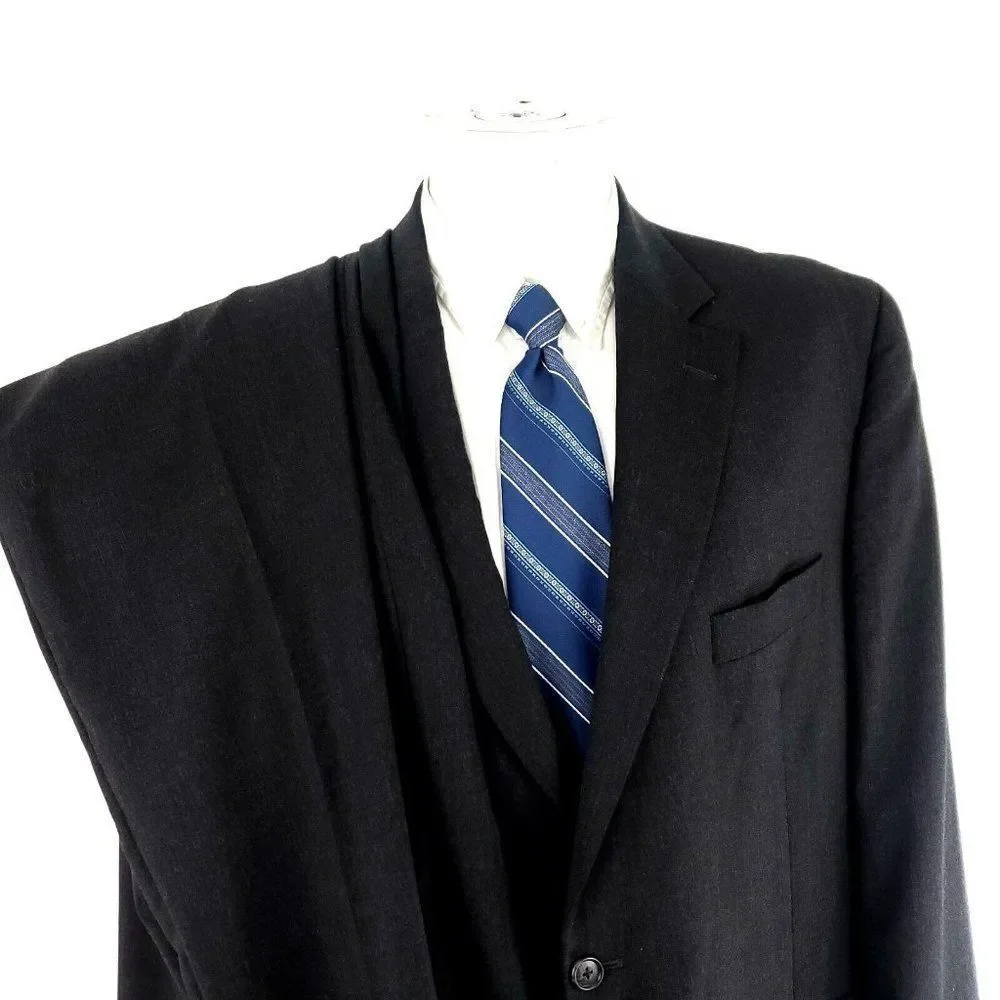 Jack Victor Vogue Ct Wool 2 Button 2 Piece Suit 44L Gray 42/31 Flat Front Mid Ri